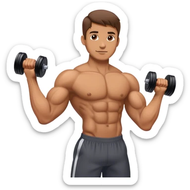 man holding dumbbells by his body side sticker