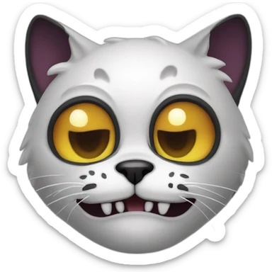 Crazy skull cat sticker