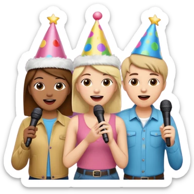 3 amigas en un karaoke cantando sticker