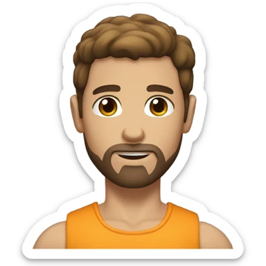 White male with brown goatee extremely slim with giant biceps fluffy brown hair  sticker