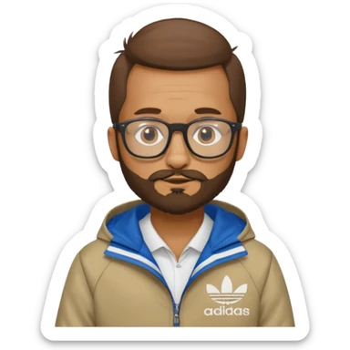 I need a weasel with glasses in an adidas jacket and a three day beard sticker