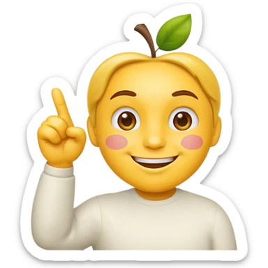 Classic apple style yellow emoji face smiling with hand in frame with their thumb and pointer finger crossed sticker