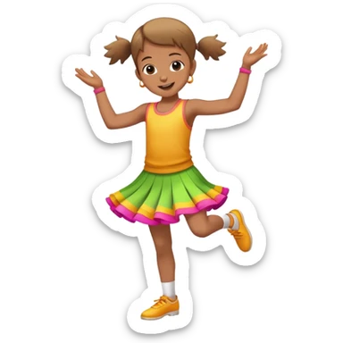 child dancing joyfully, colorful and energetic sticker