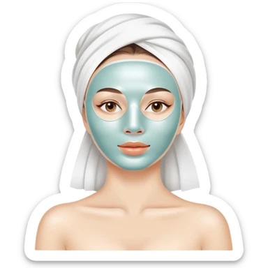 Pretty Lady with face cream white mask spa beauty full face relaxing sticker