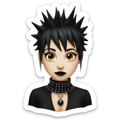 goth girl with big spiked collar choker sticker