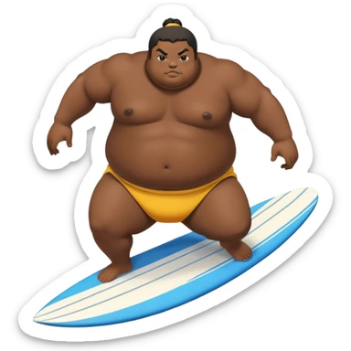 fat sumo wrestler surfing sticker