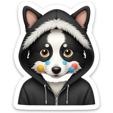 Border collie wearing hoodie sticker