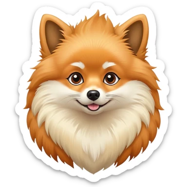 fluffy Pomeranian dog with pointy ears, fox-like face, and plumed tail sticker