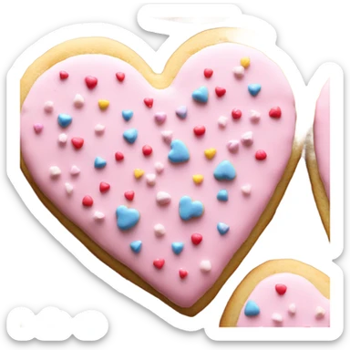 heart shaped sugar cookie with pastel pink frosting and sprinkles sticker