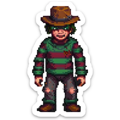 Freddy Krueger in pixel art style sticker