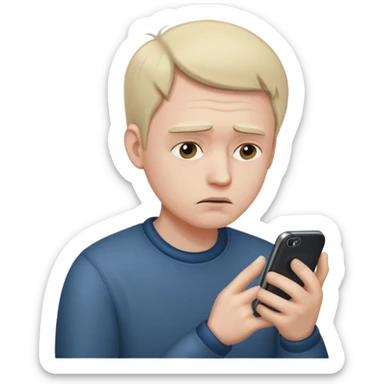 depressive man using his phone sticker