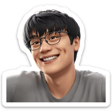 smiling boy with glasses sticker