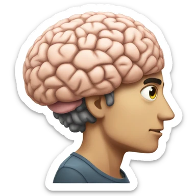 thinking human with huge brain sticker
