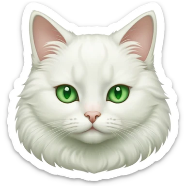 White cat with sharp cheek bones and green eyes sticker
