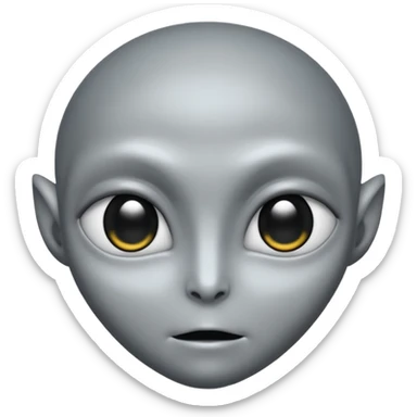 Grey alien head, almond-shaped eyes solid black, entire eye black, no white or iris, slanted, pale grey skin, cartoon emoji, no background


 sticker
