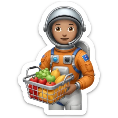 astronauta con canasta para hacer compras vacía sticker