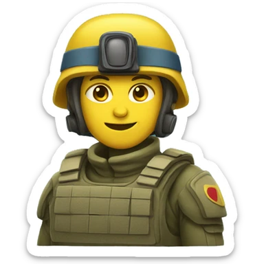 emoji yellow solider blue helmat sticker