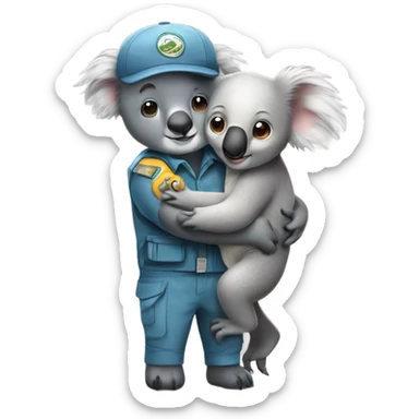 cute koala hugging human zookeeper sticker