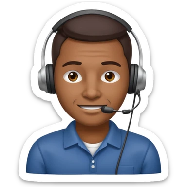 mean looking phone scammer in sketchy call center from pakistan with smirk and brown skin sticker