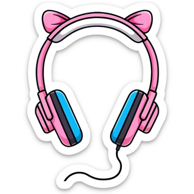 white headphones with pink bows sticker