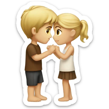 Blond boy kissing a brown haired girl sticker