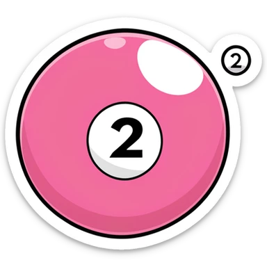 pink billiard ball with the number 23 inside a white circle sticker