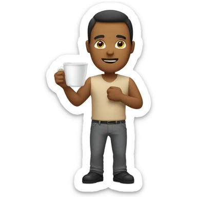 Tan man holding a cup sticker