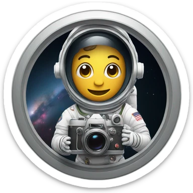 astronaut taking a video with an old camera sticker