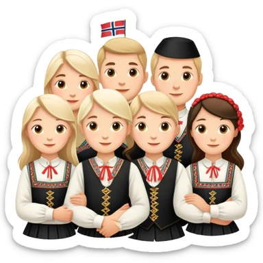 norway 17th of may national day celebration people in traditional bunad sticker