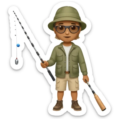 Man in motion casting a fishing rod full body sticker