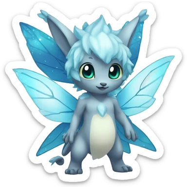 a anthro chibi-style fairy-type-ice-type Fakémon-hybrid full body sticker