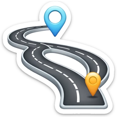 Clean roadmap icon emoji with curved path and milestones, modern corporate style sticker