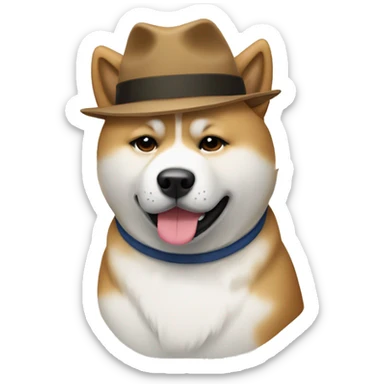 akita with hat sticker