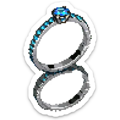 wedding ring with a blue diamond pixel art sticker