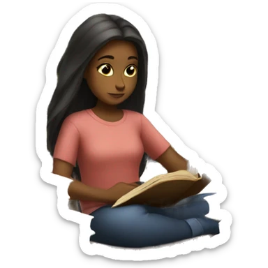 Girls sitting in a library reading a book sticker