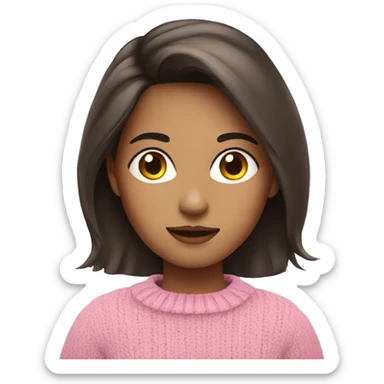 brunette girl in pink sweater sticker
