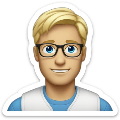 blonde guy with glasses an blue eyes without beard sticker