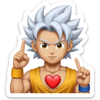 super saiyan saiyan holding up a korean heart finger  sticker