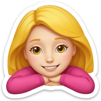 Yellow emoji girl lays down facing camera cheeks up sticker