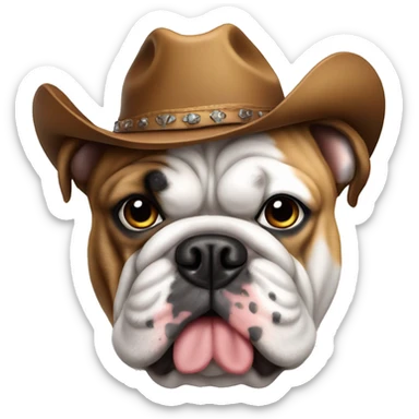 English bulldog wearing a cowboy hat sticker