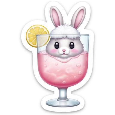 A glass of pink lemonade and a bunny sticker