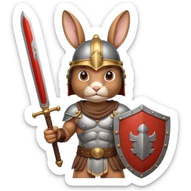 a rabbit Roman Gladiator, half upper body sticker