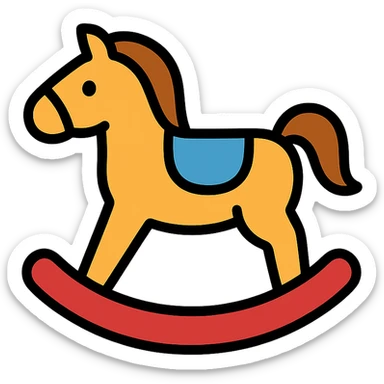 rocking horse, color icon style, playful and rounded, minimal details sticker