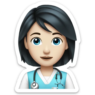 Nursing emoji girl pale skin black hair blue eyes  sticker