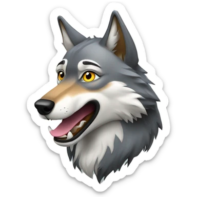 Wolf with quirky f sticker