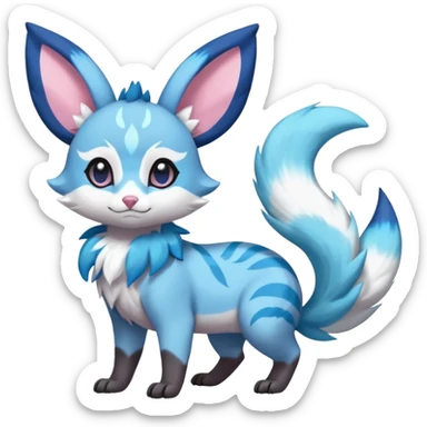 Rare realistic cute adorable epic aesthetic colorful Amaura-Sylveon-Glaceon-Civet-Genet-species-Fakemon-hybrid-creature, with markings, full body sticker