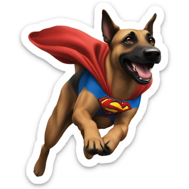  superman dog malinois flying sticker