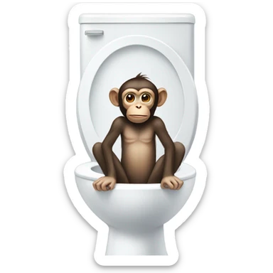 A monkey sitting on the toilet  sticker