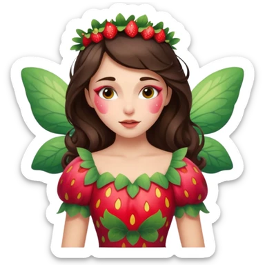 sleeping beauty brunette white girl with a silk pillow strawberry dress with her face painted fairy strawberry sticker