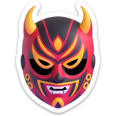 sinister luchador mask with evil expression sticker